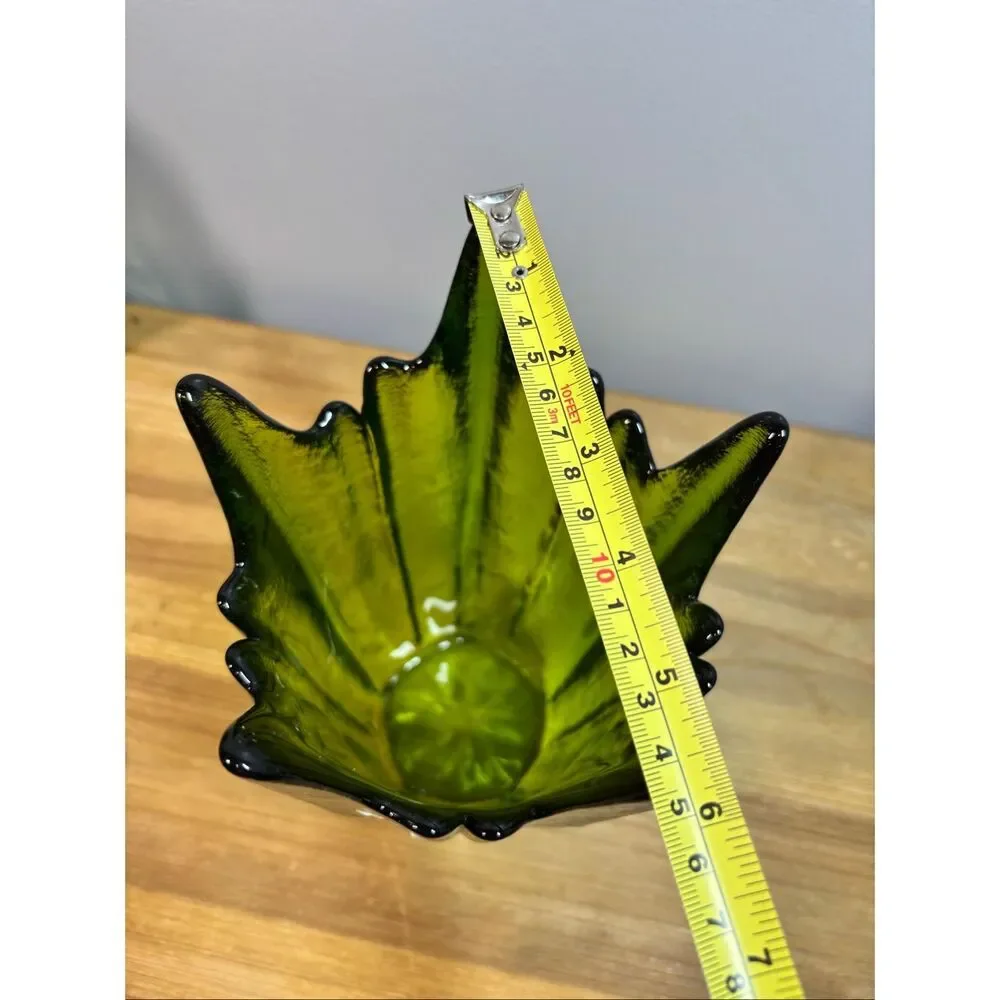 Viking Stockholm Spike Textured Green Art Glass Vase Retro